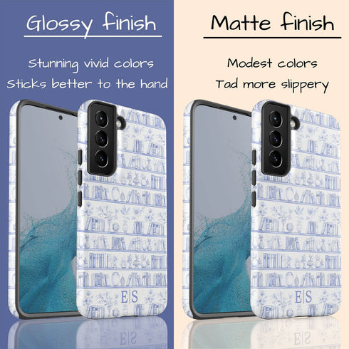 Custom Initials Toile Bookshelf Floral Galaxy Case